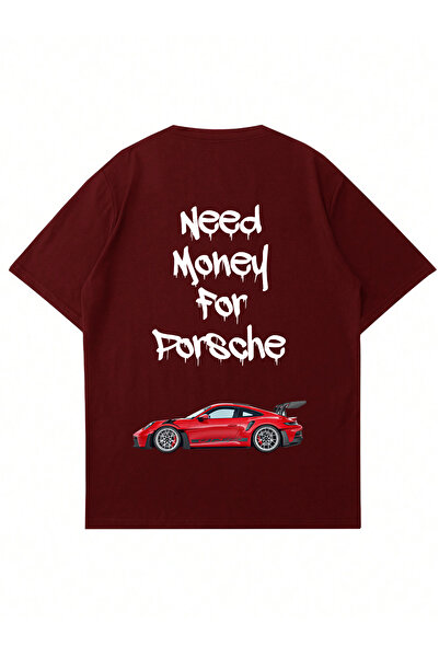 Mad&Calf Unisex Need Money Porsche Printed Crew Neck Oversize Tshirt