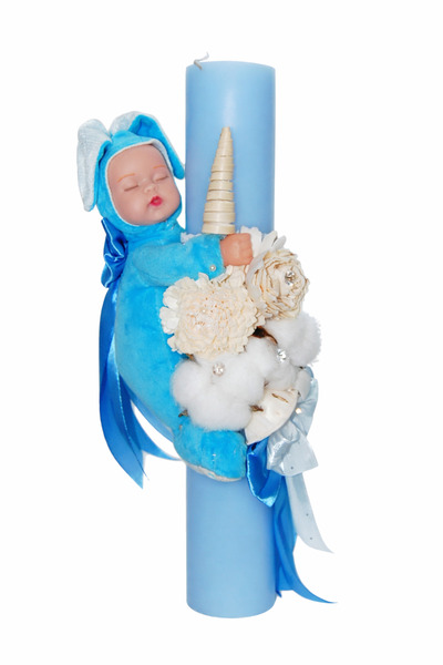 Dany Kids Fashion Blue baptism candle with baby
