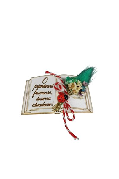 OEM Martisor personalizat pentru educatoare, magnet carte din lemn cu flori n...