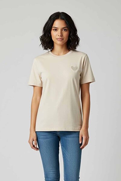 rekor sports Γυναικείο μπλουζάκι με κέντημα καρδιάς, 100% βαμβακερό, με λαιμό...