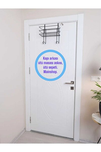 FeyzaDesign Paslanmaz Kapı Arkası Asılabilir Ütü Askılığı ve Masası Siyah