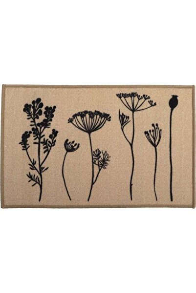 Luance Herbier Wildflowers Printed Rectangular Kitchen Mat Black and Beige 50...