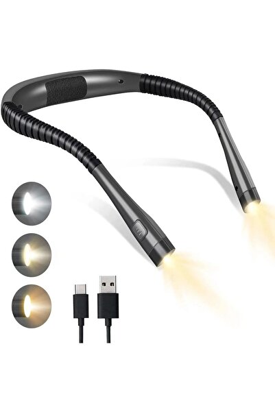 Arabest مصباح قراءة LED للرقبة، مصباح للقراءة في أي مكان، 3 ألوان، 6 مستويات ...
