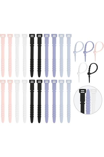 Arabest Reusable Zip Ties,Silicone Zip Ties,20Pcs Rubber Cable Ties,Multicolo...
