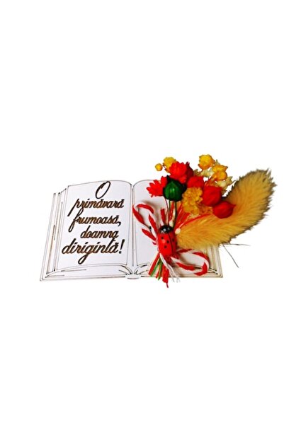 OEM Martisor personalizat pentru diriginta, magnet carte din lemn cu flori na...