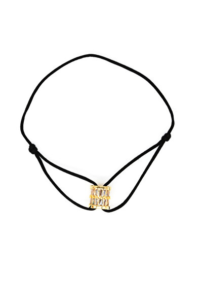 Nearsis سوار رافعة سلكية أسود مرصع بأحجار الزركون على شكل أسطوانة