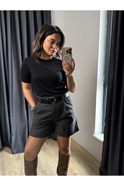 BÜŞRA PERKER Crew Neck Short Sleeve Basic Knitwear