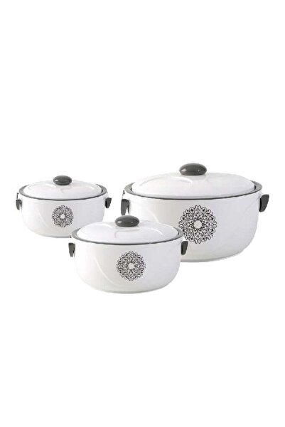 Bien Servi طقم تدفئة طعام أنيق وعالي الجودة مكون من 3 قطع باللونين الأبيض وال...