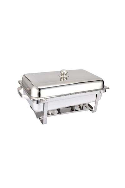 Bien Servi سخان طعام مستطيل محمول من الفولاذ المقاوم للصدأ، فضي اللون، سعة 8 لتر