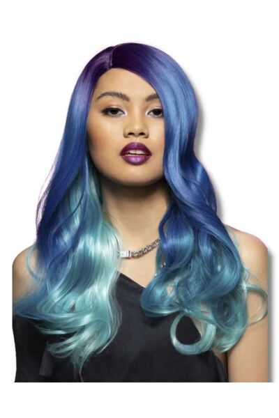 Smiffys Manic Panic Turquoise Siren Queen Professional Ombre Turquoise Wig