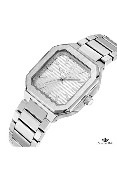 Caverton Mair Genuine men's watch, silver color, white dial, stainless steel ...