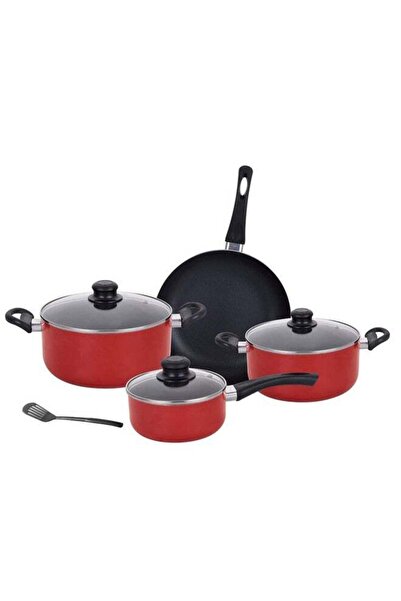 Parfait 8-Piece Premium Quality Cookware Set Red and Black