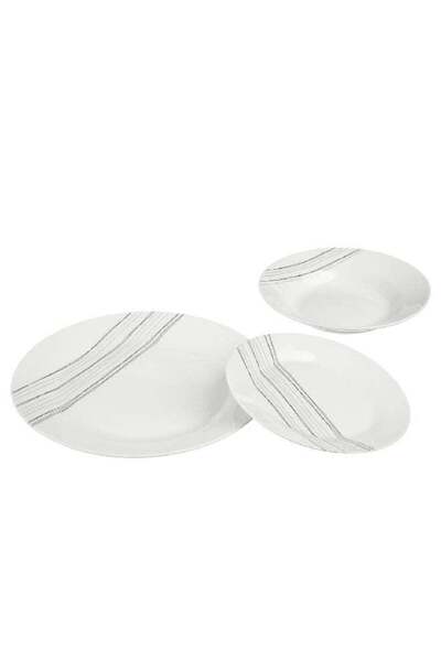 Secret de Gourmet 18-Piece Porcelain Dinnerware Set White and Grey