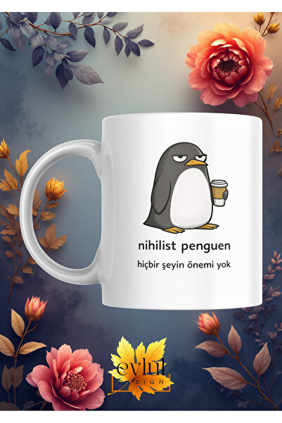 Eylül Design Nihilist Penguin Fun Custom Design Printed Mug Cup Gift Tea-Coff...