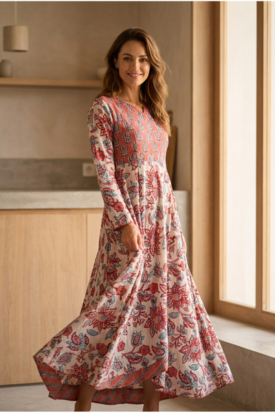 OEM Hand-printed cotton dress