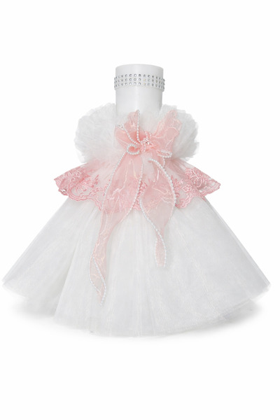 Dany Kids Fashion Baptism candle decorated with lace and powder pink bow