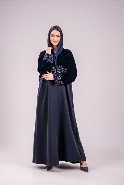 Abay Winter velvet abaya - navy blue