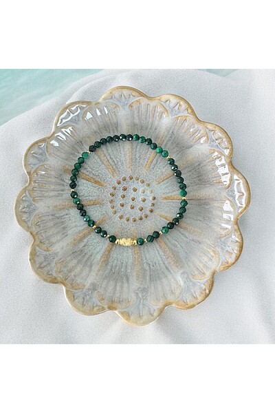 Ezera Brățară Linda cu cristale de malachit și accesorii din argint placat cu...