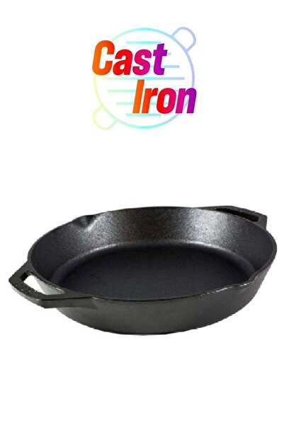Lodge Seasoned Even Heat Distribution Cast Iron Dual Handle Skillet Black 26 cm