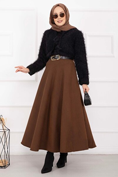 EBRUTESETTÜR Corded Mevlana Skirt Brown