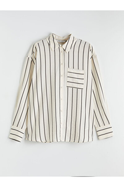 LC Waikiki Cămașă Black Çiz cu dungi p poplin din colecția GÜLİS GİYİM