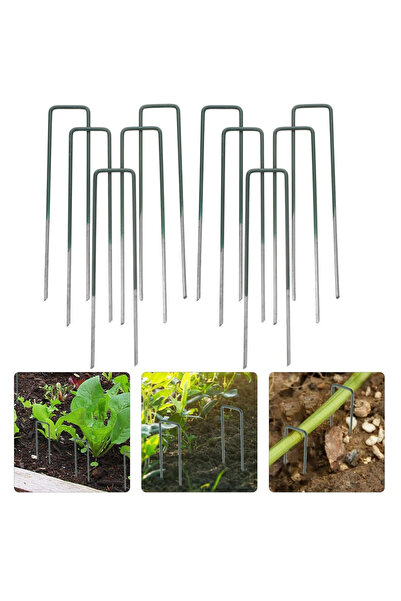 MetisCelikYay 8MM U ŞEKLİNDE 10 ADET ÇADIR KAZIĞI 20 CM KAMP BAHÇE ÇİVİSİ