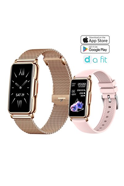 NITOPLAY Έξυπνο ρολόι Nitoplay® Elegance Fitness, ροζ, Super AMOLED, μεταλλικ...