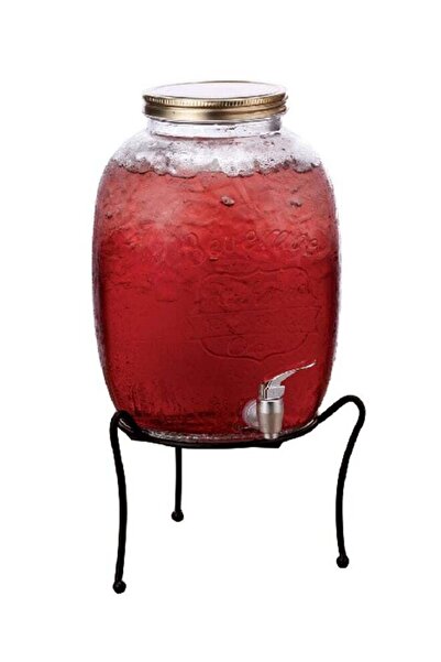 Bien Servi 2-Piece Elegant Glass Dispenser with Iron Stand Clear and Black