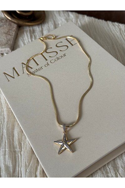 Nua Bijou Taşlı Yıldız Charm İtalyan Zincir Kolye