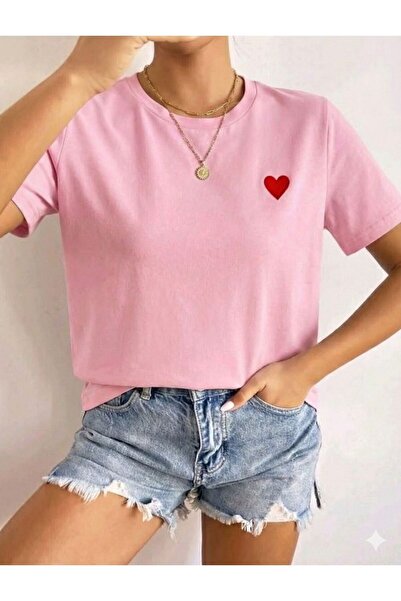 BW Bravely Wear Tiny Heart Printed Women's Crew Neck T-Shirt