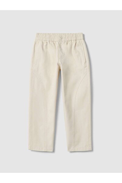 Ovs Kids' Beige Regular Fit Pure Cotton Trousers