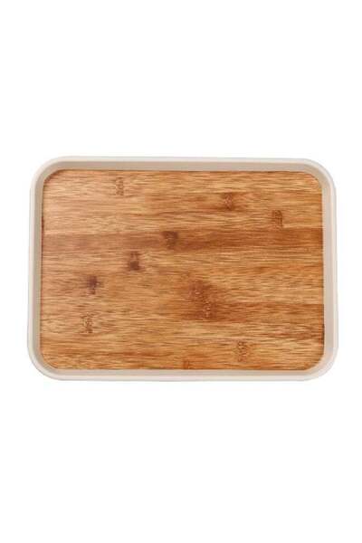 Felli Elegant Durable Rectangular Melamine and Bamboo Serving Tray Brown and ...