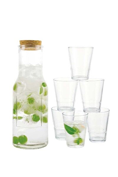 Bien Servi طقم مشروبات زجاجي شفاف عالي الجودة بتصميم أنيق مكون من 7 قطع