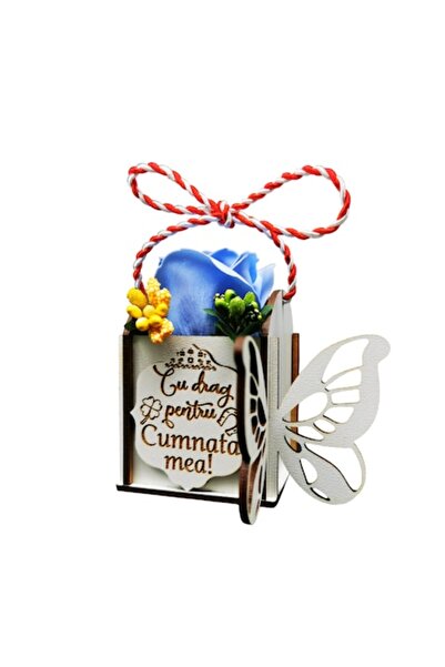 OEM Martisor pentru Cumnata, trandafir din sapun in cutiuta de lemn model flu...