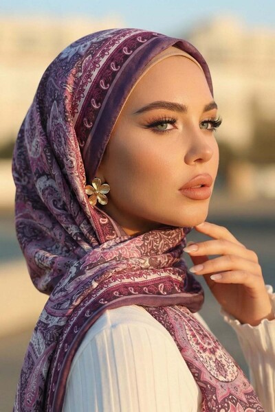 Vamelya شال أريا القطني ذو الملمس المميز من السلسلة الإيطالية المميزة