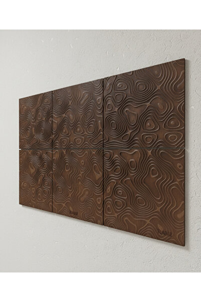 Rami 3D Rölyef Duvar Paneli – Topografik Desen, Modern Dekor Tablo 6lı