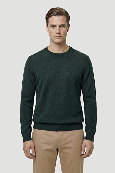 Sabri Özel Standart Fit Nefti Yünlü Bisiklet Yaka Triko Kazak