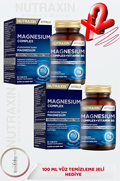 Nutraxin Magnesium Complex+Vitamin B6 Supplementing Food 60 Tablets (X2) + 10...
