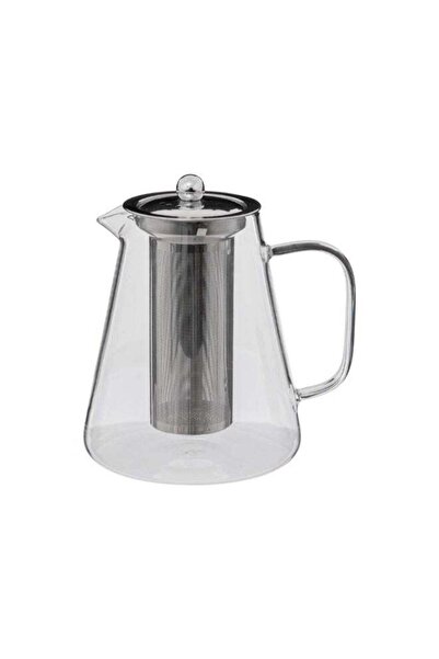 Generic Bec Elegant Design Glass Teapot Clear and Silver 1.3 L