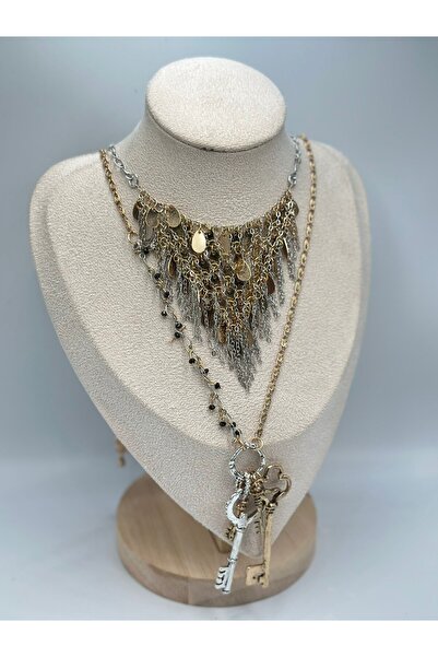 BYYEŞO Lock Detail Long Vintage Necklace