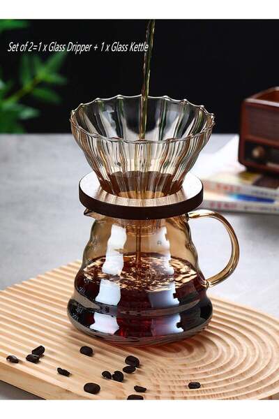 TDAO 1~4 Cups Coffee V60 Pour Over Coffee Maker with Dripper