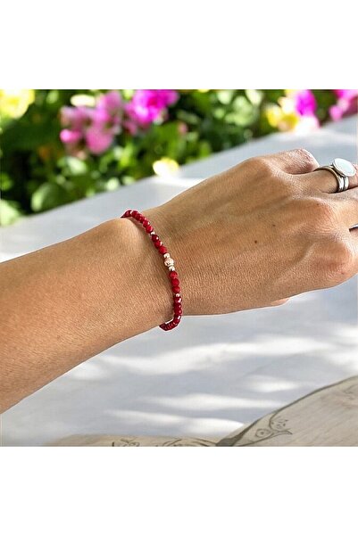 Ezera Malvina Bracelet from Red Coral with Rose Gold Silver Accessories