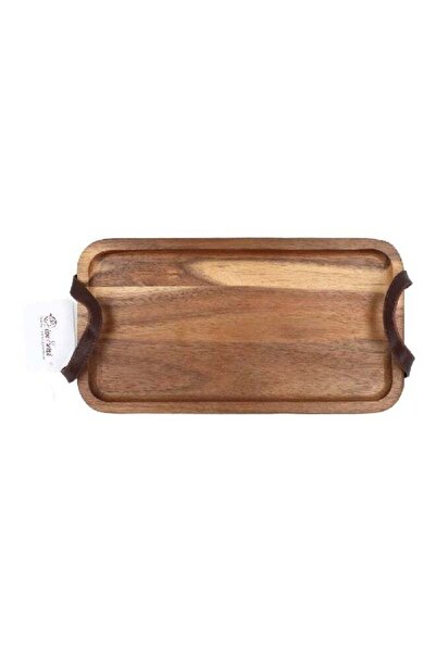 Bien Servi Rectangular Acacia Serving Tray with Handles Brown 32 x 18 cm