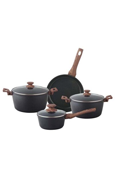 Parfait 7-Piece Forged Aluminum Cookware Set Black and Brown