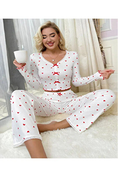 ALR Giyim Kalpli Fiyonk Detaylı Pijama Takımı
