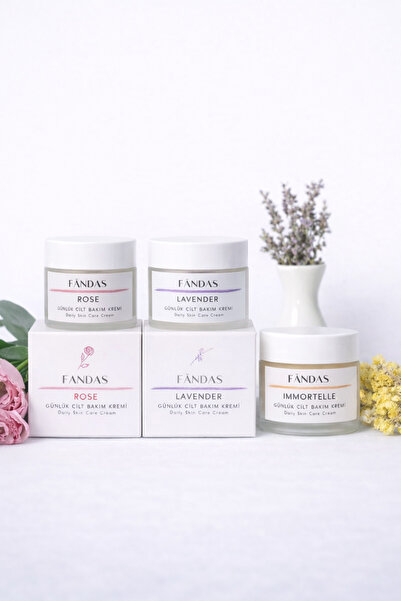 FANDAS Natural Skin Care Cream Moisturizing Repairing Nourishing Set of 3 Rose Lavender Golden Herb Alcohol-Free