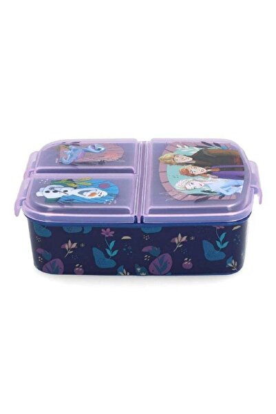 Stor 3-Compartment Frozen Theme BPA-Free Airtight Sandwich Box Blue and Purple