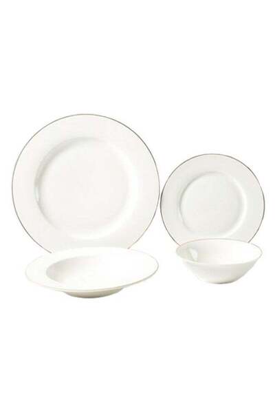 Bien Servi 16-Piece Elegant Design Newbone Dinner Set White and Gold