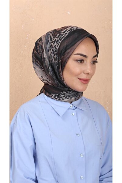 locella Lo'cella Pamuklu Soft Eşarp 4534-8 Siyah-Kahve