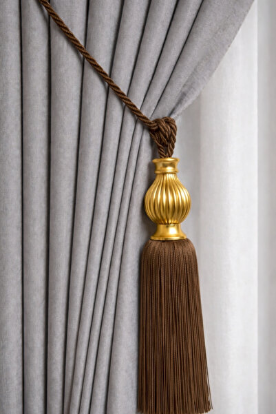 Cortibo Золотий кульковий стельовий браколь для збору штор, коричневий